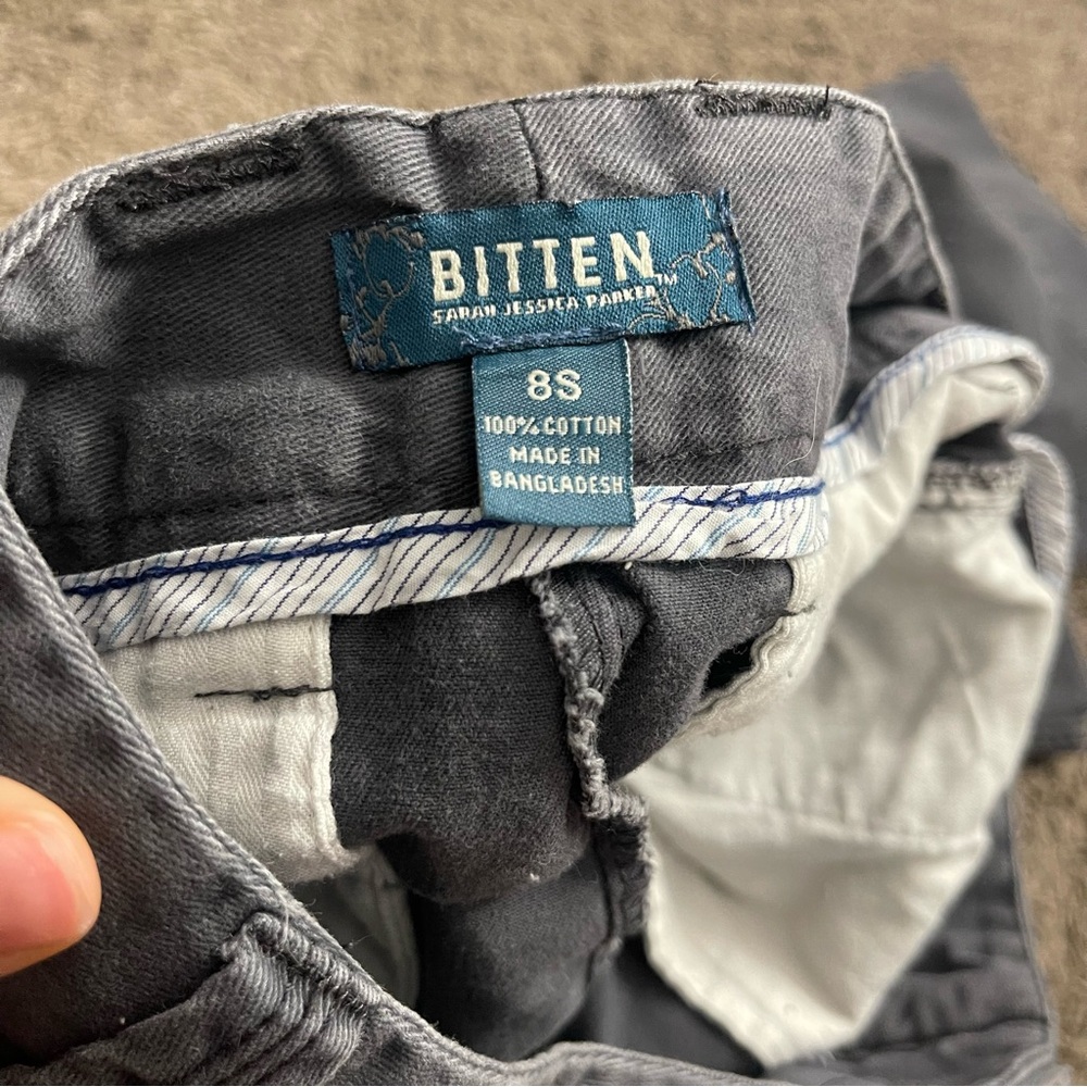 100%Cotton Bitten by Sarah Jessica Parker Gray Cotton Pants Vintage 2000s SHORT